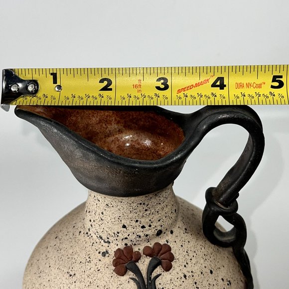 Studio Stoneware Art Pottery Pitcher Applied Design Collectible Marked Israel - Picture 12 of 12